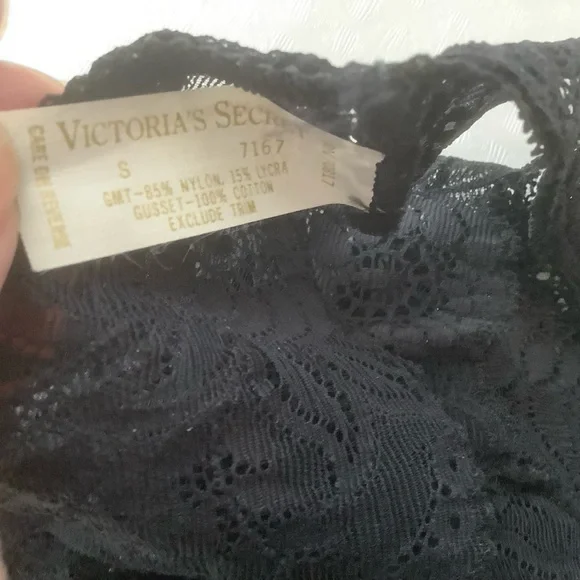 Vtg 80s Victoria’s Secret lingerie set of 2 strappy bralette and panties black